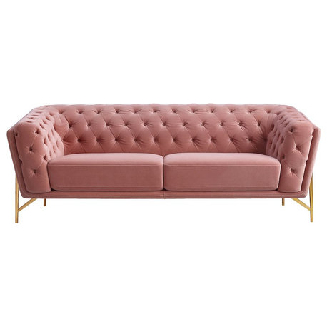 Divani Casa Aiken, Modern Salmon Velvet Sofa