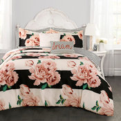Amara Floral Cs Black/Dusty Rose 7-Piece Fullull/Queen