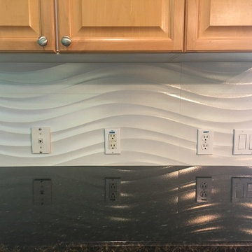 KITCHEN - Backsplash - Porcelanosa Qatar Nacar White Large Panel Wave Tile 2