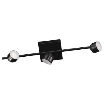 Armento 3-Light LED Fixed Track Light/Adjustable Shade, Black, Black Shade