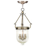 Livex Lighting - Livex Lighting 50515-01 Coventry - Three Light Pendant - Canopy Included: TRUE  Shade InCoventry Three Light Antique Brass Clear  *UL Approved: YES Energy Star Qualified: n/a ADA Certified: n/a  *Number of Lights: Lamp: 3-*Wattage:60w Candalabra Base bulb(s) *Bulb Included:No *Bulb Type:Candalabra Base *Finish Type:Antique Brass