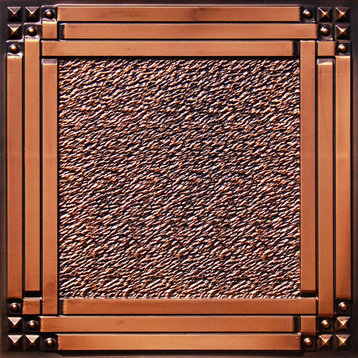 24"x24" D209 PVC Faux Tin Ceiling Tiles, Set of 6, Antique Copper