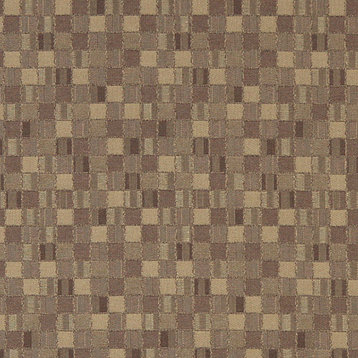 Beige Small Scale Geometric Boxes Contract Grade Upholstery Fabric By The Yard