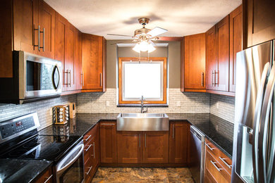 Example of a trendy kitchen design in Omaha