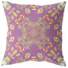 18" Purple Yellow Wreath Indoor Outdoor Zippered Throw Pillow