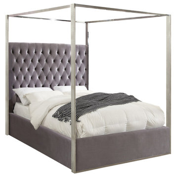 Porter Velvet Bed, Gray, King