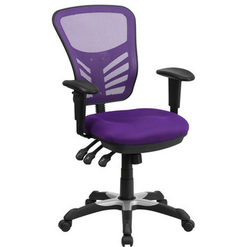 Mid-Back Purple Mesh Executive Swivel Chair with Adjustable Arms