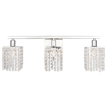 Chrome Finish And Clear Crystals 3-Light Wall Sconce