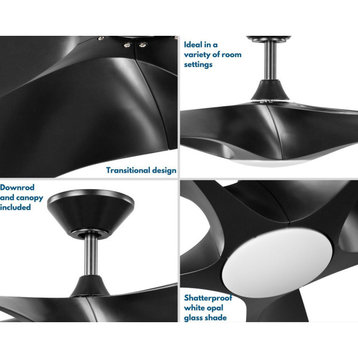 Vernal 60" 5-Blade LED Indoor/Outdoor DC Smart Ceiling Fan, Matte Black