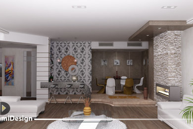 Example of a minimalist living room design in Other