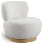 Meridian Furniture - Calais Accent Chair, Cream, Natural Oak Veneer Base - Wow guests with contemporary panache with the addition of this Calais boucle fabric accent chair to your bedroom, living room, or elsewhere. This lovely chair features a mid-century modern design that makes it take on an artsy feel that's bound to be noticed by all who happen by (or stop and sit). The natural white oak veneer base adds a definitive sturdiness while the rich cream boucle fabric makes it an inviting seat to take a load off at day's end.