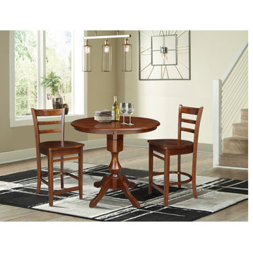 36" Round Pedestal Counter Height Table with 2 Emily Counter Height Stools