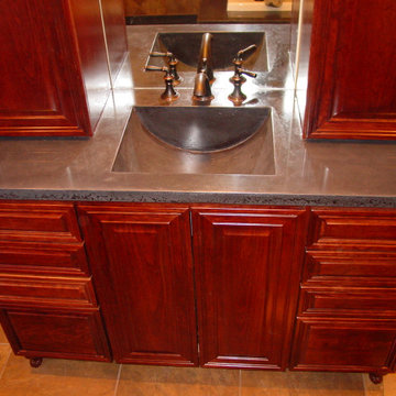 Concrete vanity with built in sink