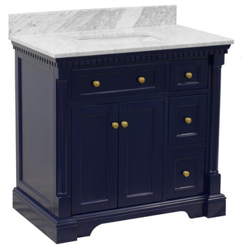 Sydney 36" Bathroom Vanity, Royal Blue, Carrara Marble