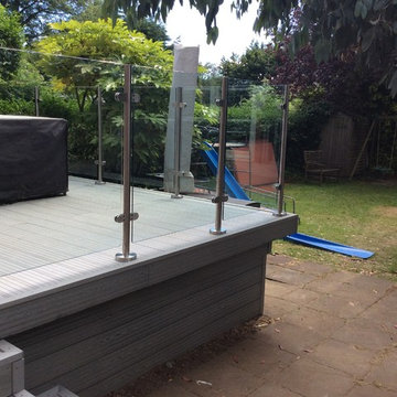 Composite decking with glass and steel balustrade