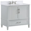 Montauk 36" Bathroom Vanity, Fog Grey With White Granite, 36"