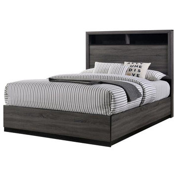 FOA Drummond 3-Piece Gray Wood Panel Bedroom Set - Queen + Nightstand + Chest