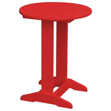 Poly Lumber Balcony Side Table, Bright Red, Round