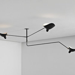Serge Mouille MCL-R3 Three Arm Ceiling Lamp Black - Chandeliers