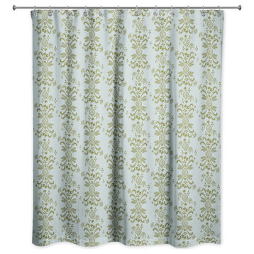 Green Floral Crest 71x74 Shower Curtain