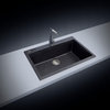 One Series 33" Drop-In Single-Bowl Granite Sink, Black Metallic, Drop-in