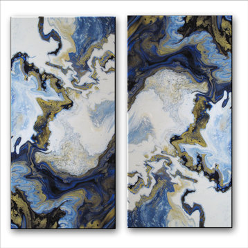 Modern Resin Coated Fine Art Limited Edition Painting Pair 60 x 60 inch