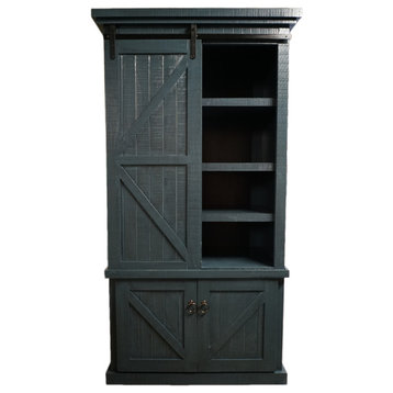 Barn Style Kitchen Pantry with Sliding Door, Midnight Blue
