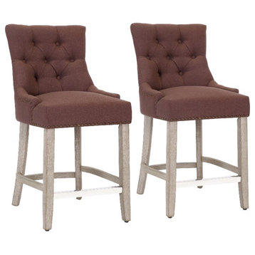 Bellmount 24 in. Upholstered Tufted Wingback Counter Stool (Set of 2)