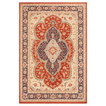 Bareens Designer Rugs - Southwestern Heriz Ziegler Roselle Rust Beige Hand-Knotted Rug - 10'1'' x 13'9'' - Enhance the ambiance of your home with this magnificent Persian-influenced Turkish hand-knotted rug made by skilled artisans capable of creating the most exceptional vegetable dyes and hand-spun wool. This exquisite handmade rug is a one-of-a-kind Peshawar Kafkaz, otherwise identified as Chobi, Chobi Peshawar, Oushak, or Ziegler rug. These handmade rugs are crafted in Pakistan utilizing superior-quality wool imported from Australia, New Zealand, and Korea in two types of weaves: the Persian weave and the Mori weave. This rug is meticulously crafted by hand using the finest natural vegetable dyes extracted from local plants. The artisans use a blend of hand-spun local and fine merino wool, resulting in a rug with a compelling texture, higher lanolin content, and longer staple. The artisans occasionally incorporate natural or artificial silk into the pile to enhance specific motifs. The finished product is an awe-inspiring execution of flawless design and an understated palette that exudes elegance.
