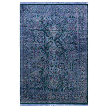 Transitional, One-of-a-Kind Hand-Knotted Area Rug, Green, 6'2"x9'0"
