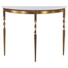 Elegant Gold White Marble Demilune Console Table Twisted Leg Half Moon Round