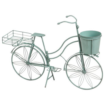 Shabby-Chic Vintage Teal Bicycle Planter