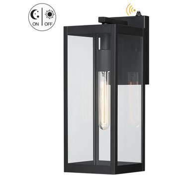 16.5" H 1-Light Dusk to Dawn Black Outdoor Wall Lantern Sconce