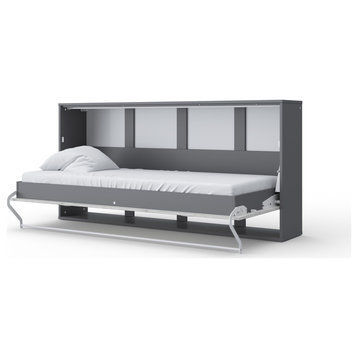 Contempo Horizontal Wall Bed, European Full Size ,Grey/White