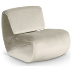 Meridian Furniture - Nouveau Upholstered Chair, Cream, Velvet - The playful Nouveau cream velvet accent chair is a unique piece that will spark conversation. Its innovative design and soft velvet upholstery make it a comfortable and eye-catching addition to any room. Embrace the future of seating with its sleek, sculptural design to create a futuristic and chic aesthetic.