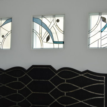 abstract textured stained glass triplet