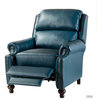 Genuine Leather Cigar Recliner With Nail Head Trim, Turquoise