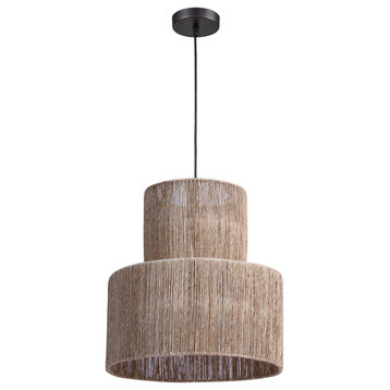 ELK HOME D4635 Corsair 1-Light Pendant In Natural Finish With A Woven Jute Shade