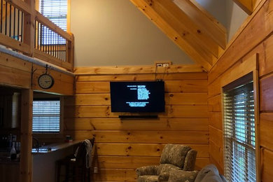 Inspiration for a rustic family room remodel in Other