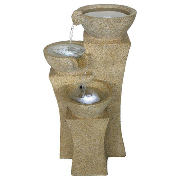 LED Lighted Cascade Bowls Fountain with Pump by Pure Garden