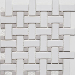 Ceramic White/Grey Basketweave Mosaic Tiles - Mosaic Tile
