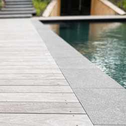 Accoya Color Grey pool decking - Deck Tiles And Planks