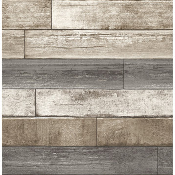 Porter Brown Weathered Plank Wallpaper, Sample