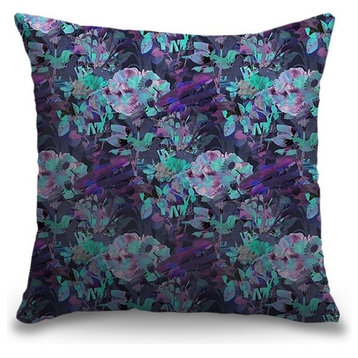 "Neon Wildflowers Cool" Pillow 18"x18"