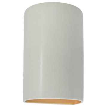 Ambiance Large Cylinder Wall Sconce, Open, Matte White, Champagne Gold, LED