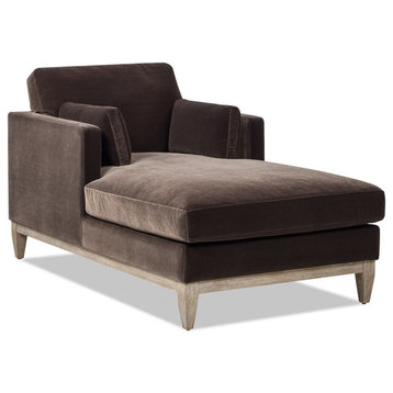 Knox 65" Modern Farmhouse Chaise Lounge Chair, Deep Brown Brown Velvet