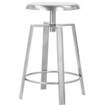 Meridian Furniture - Lang Iron Adjustable Bar/Counter Stool, Silver - Versatility comes to the forefront when you bring home this Lang bar and counter stool. This height of this stool is totally adjustable from a minimum of 24 inches to a maximum of 29 inches, so you can use it in an array of spaces. The stool is made from metal for a sturdy demeanor and has a rich silver finish for an elegant look.