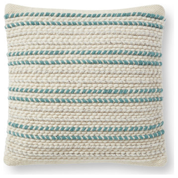 ED Ellen DeGeneres Crafted PED0021 Beige / Teal 18" x 18" Pillow Cover