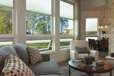 Example of a transitional living room design in Other