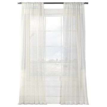 Solid Off White Voile Poly Curtains, Set of 2, 50"x84"